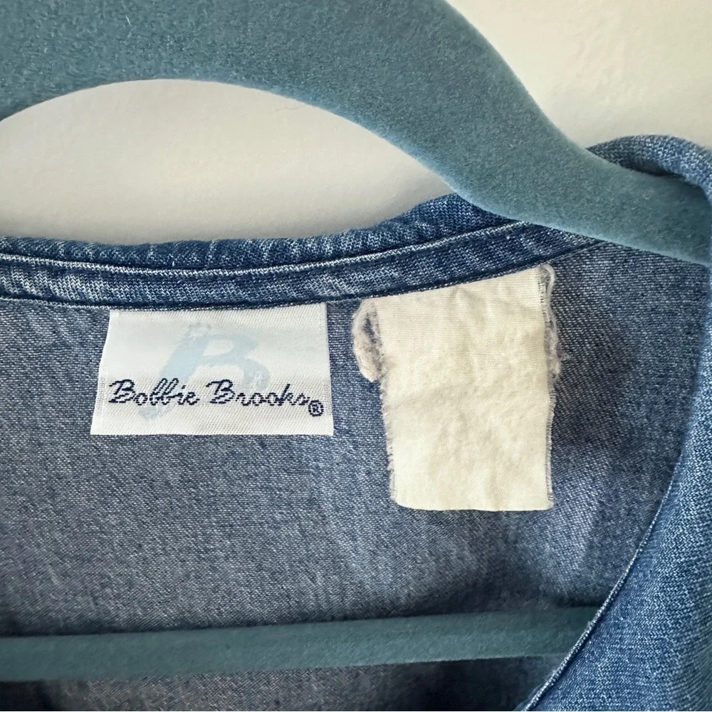 Vintage Bobbie Brooks Blue Denim Floral Embroidered Dress Women’s Size Medium - Picture 16 of 16